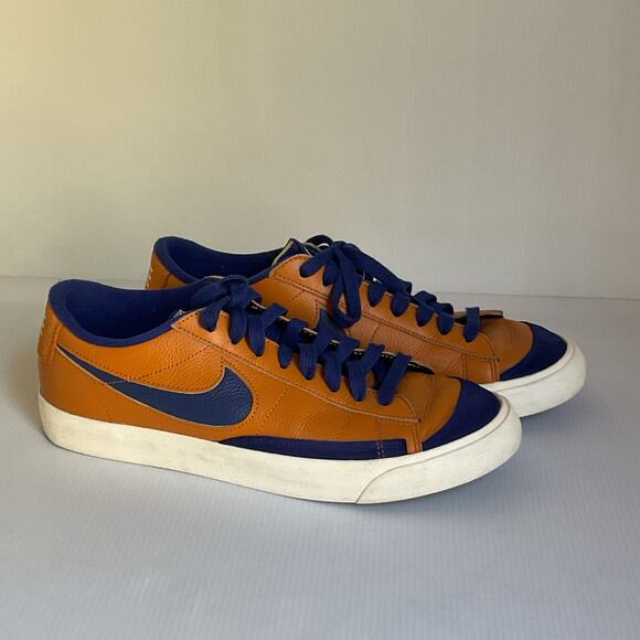 Nike Blazer Low Leather Sneakers Orange Blue Men’s Size 10.5 Retro Nike - Picture 3 of 10